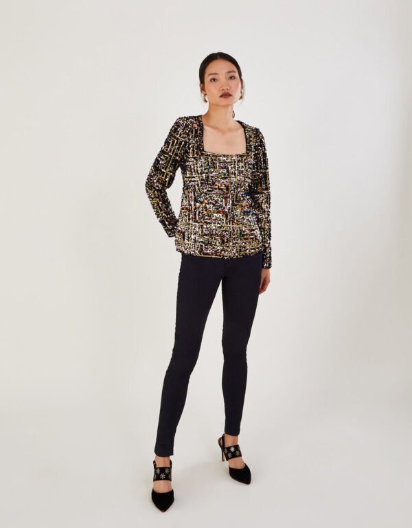 Marianly Animal Sequin Velvet Jacket Black